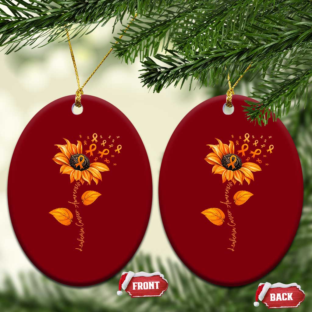Leukemia Cancer Awareness Sunflower Orange Ribbon Ceramic Ornament
