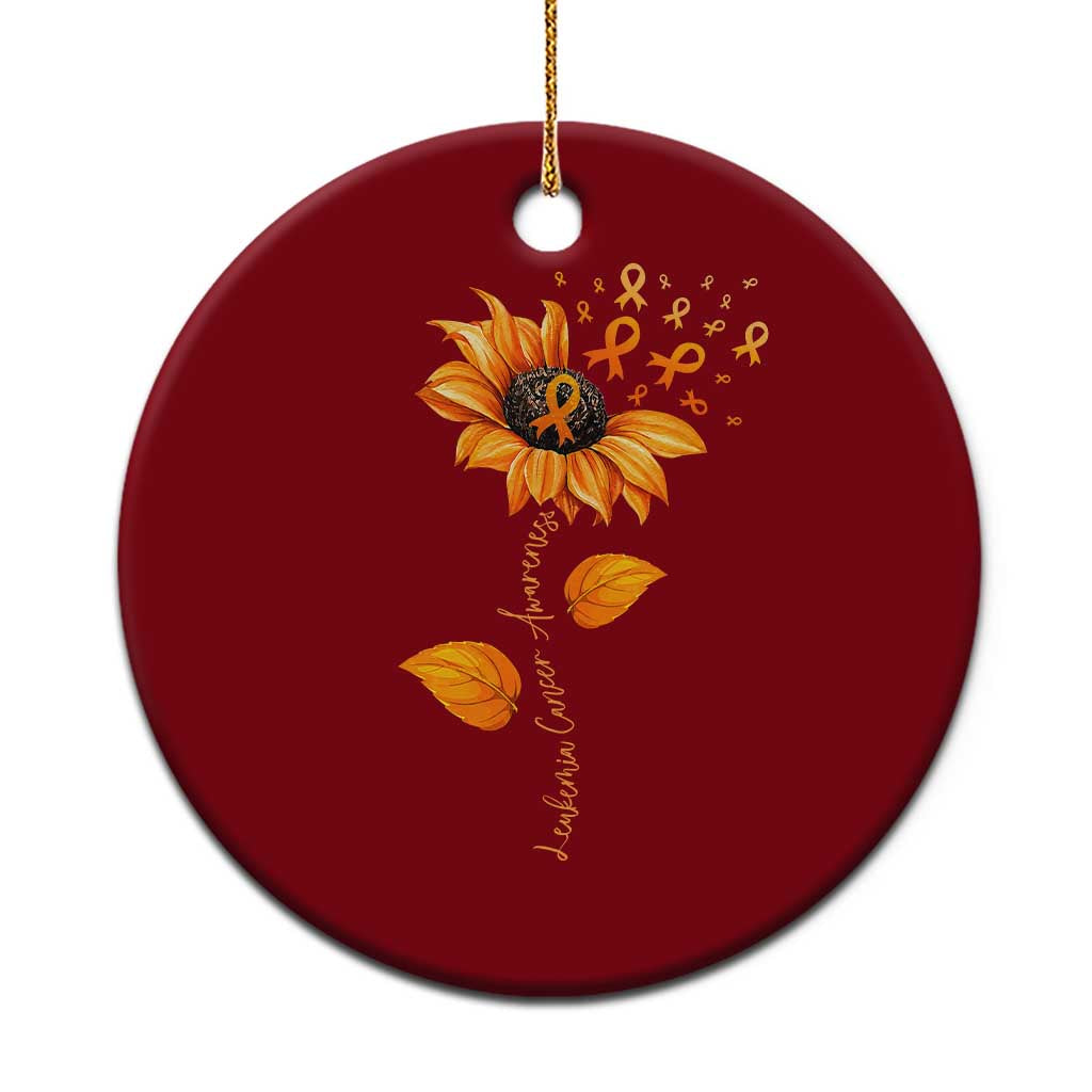 Leukemia Cancer Awareness Sunflower Orange Ribbon Ceramic Ornament