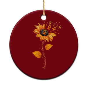 Leukemia Cancer Awareness Sunflower Orange Ribbon Ceramic Ornament