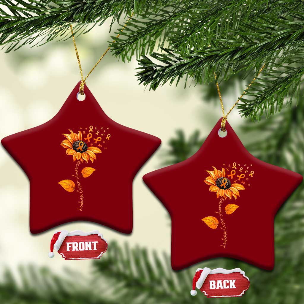 Leukemia Cancer Awareness Sunflower Orange Ribbon Ceramic Ornament