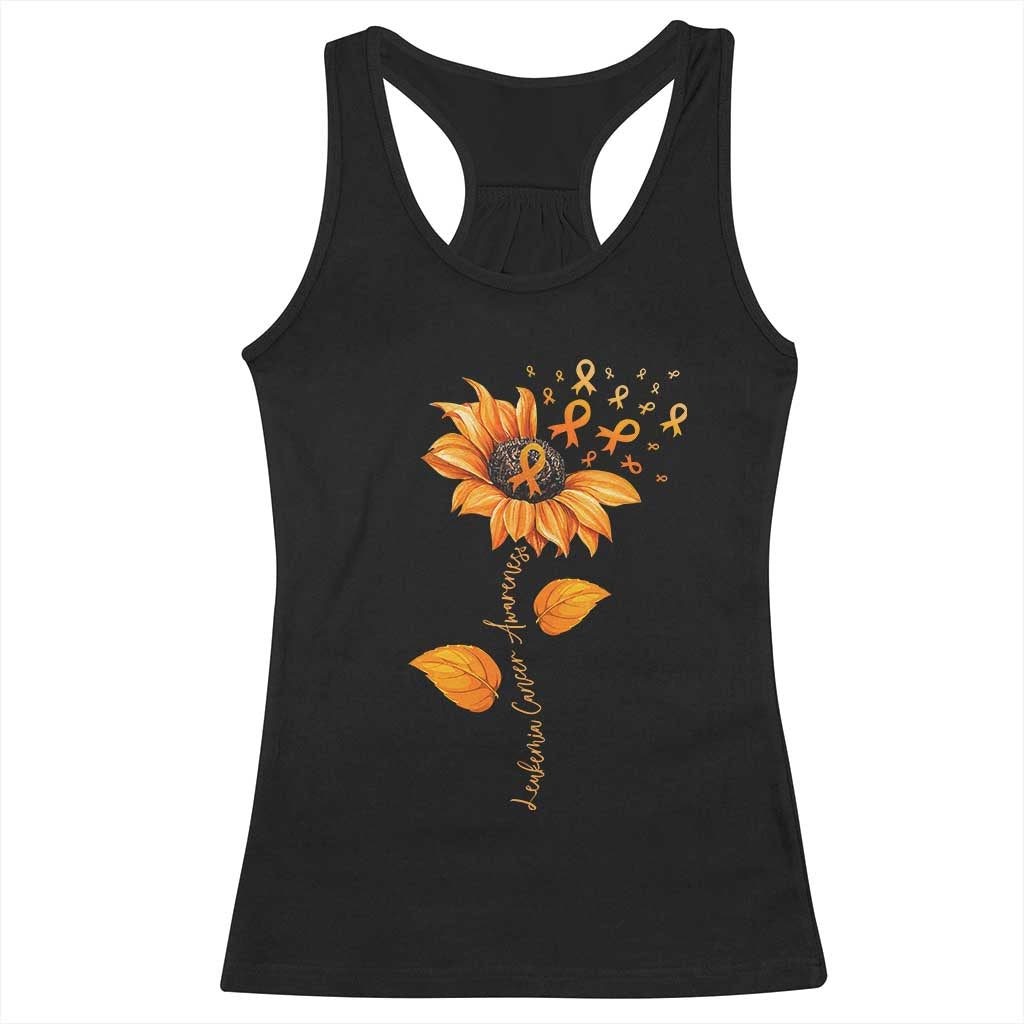 Leukemia Cancer Awareness Sunflower Orange Ribbon Racerback Tank Top