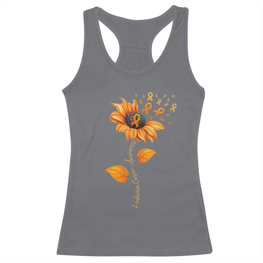 Leukemia Cancer Awareness Sunflower Orange Ribbon Racerback Tank Top