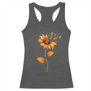 Leukemia Cancer Awareness Sunflower Orange Ribbon Racerback Tank Top
