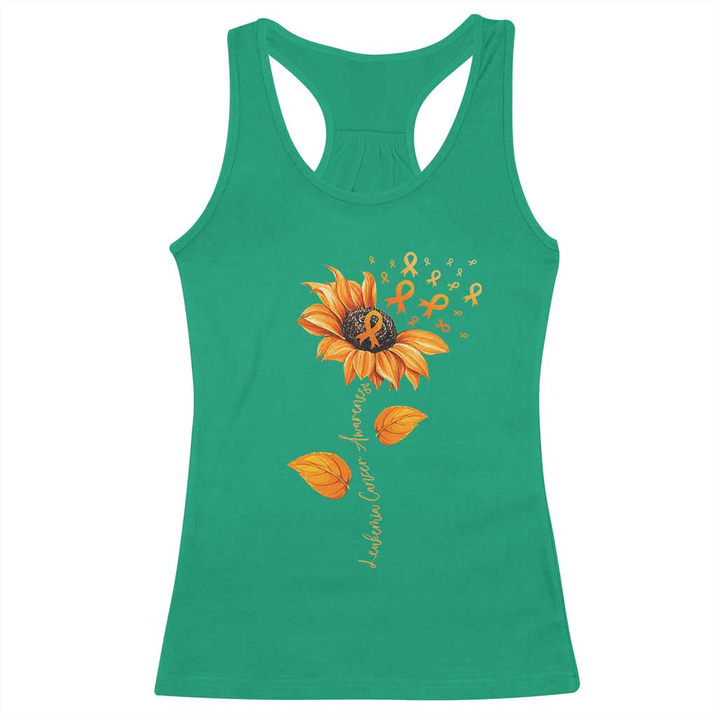 Leukemia Cancer Awareness Sunflower Orange Ribbon Racerback Tank Top