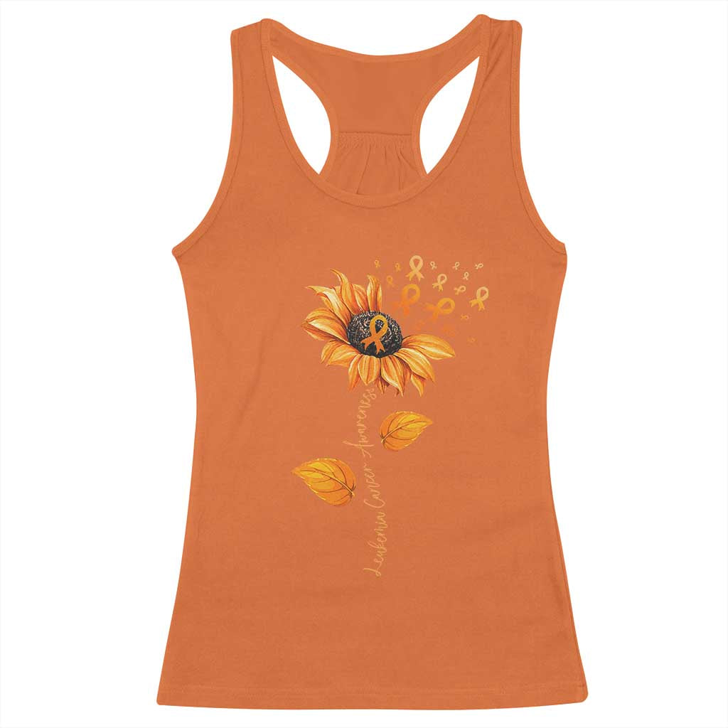 Leukemia Cancer Awareness Sunflower Orange Ribbon Racerback Tank Top