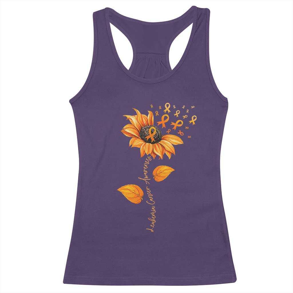 Leukemia Cancer Awareness Sunflower Orange Ribbon Racerback Tank Top