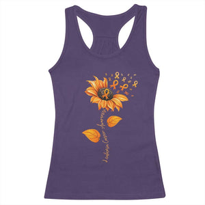 Leukemia Cancer Awareness Sunflower Orange Ribbon Racerback Tank Top