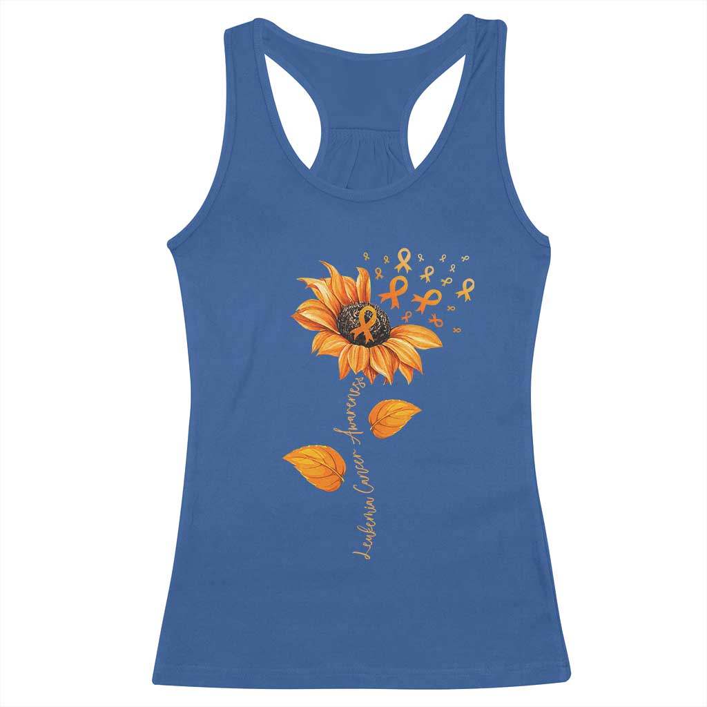 Leukemia Cancer Awareness Sunflower Orange Ribbon Racerback Tank Top
