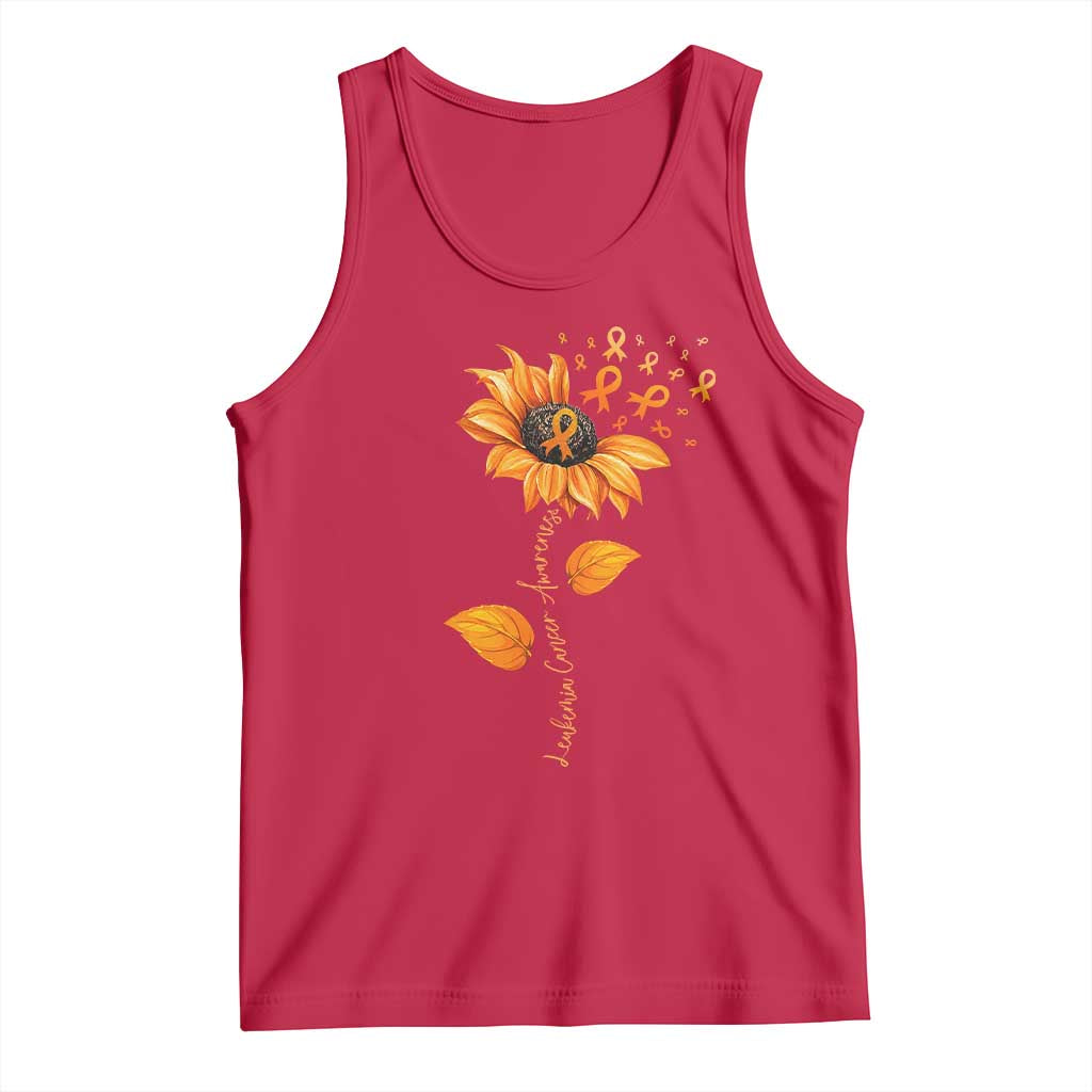 Leukemia Cancer Awareness Sunflower Orange Ribbon Tank Top