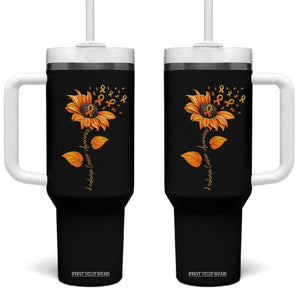 Leukemia Cancer Awareness Sunflower Orange Ribbon Tumbler With Handle