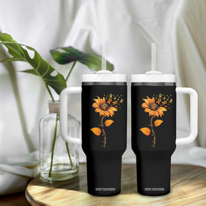 Leukemia Cancer Awareness Sunflower Orange Ribbon Tumbler With Handle
