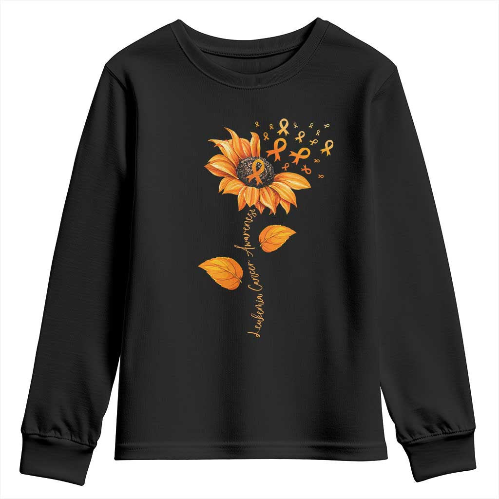 Leukemia Cancer Awareness Sunflower Orange Ribbon Youth Sweatshirt