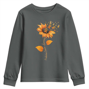 Leukemia Cancer Awareness Sunflower Orange Ribbon Youth Sweatshirt