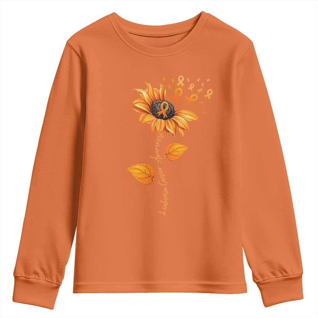 Leukemia Cancer Awareness Sunflower Orange Ribbon Youth Sweatshirt