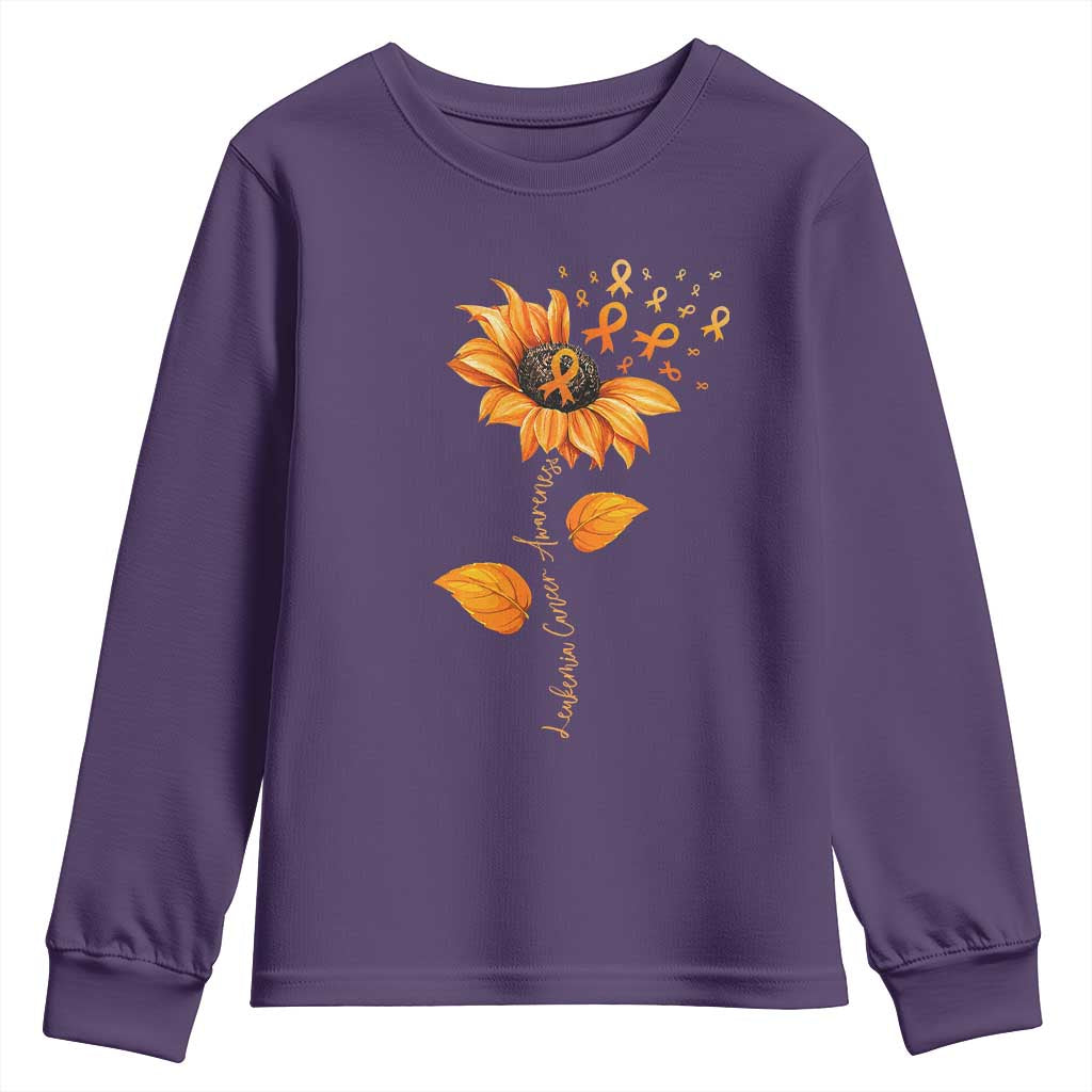 Leukemia Cancer Awareness Sunflower Orange Ribbon Youth Sweatshirt