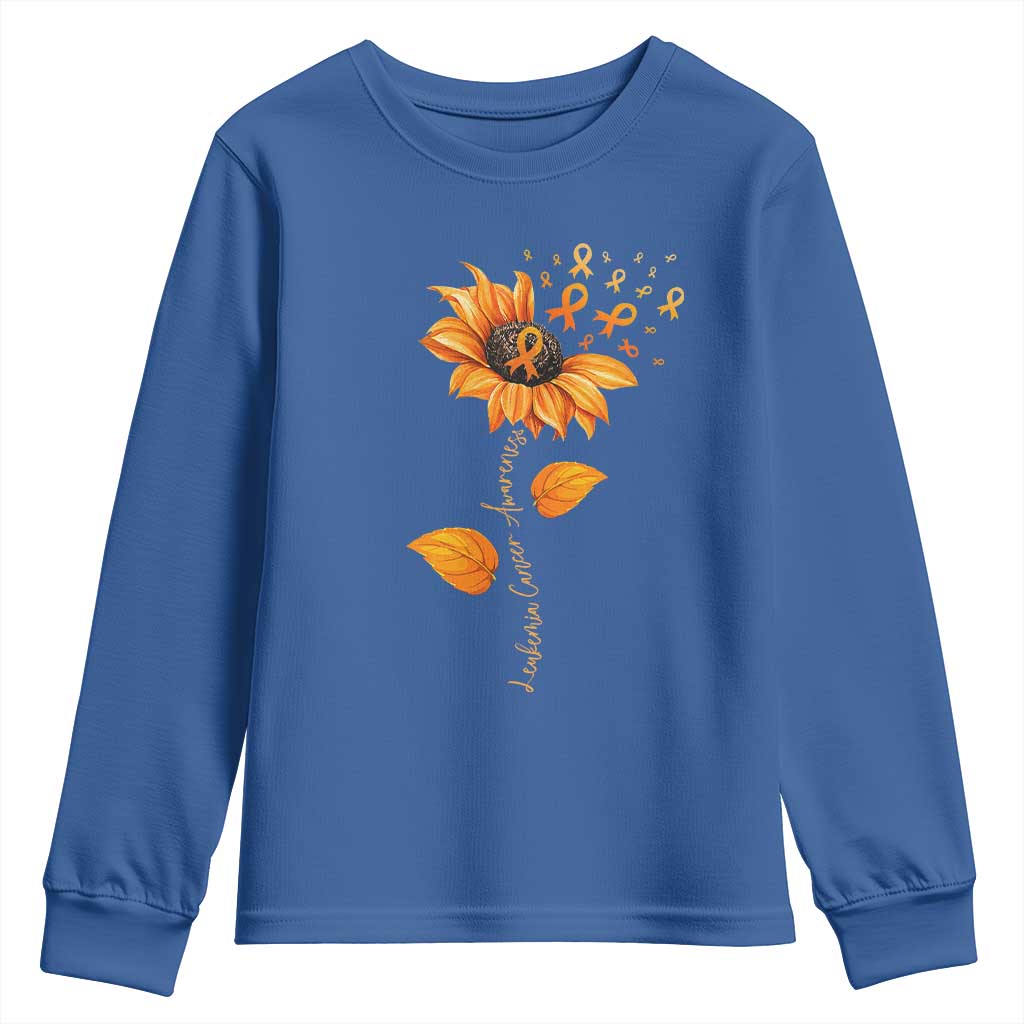 Leukemia Cancer Awareness Sunflower Orange Ribbon Youth Sweatshirt