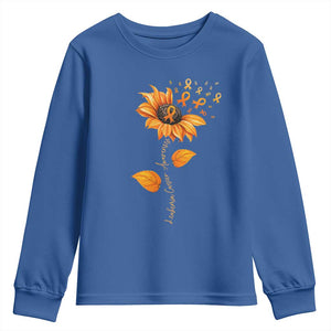 Leukemia Cancer Awareness Sunflower Orange Ribbon Youth Sweatshirt