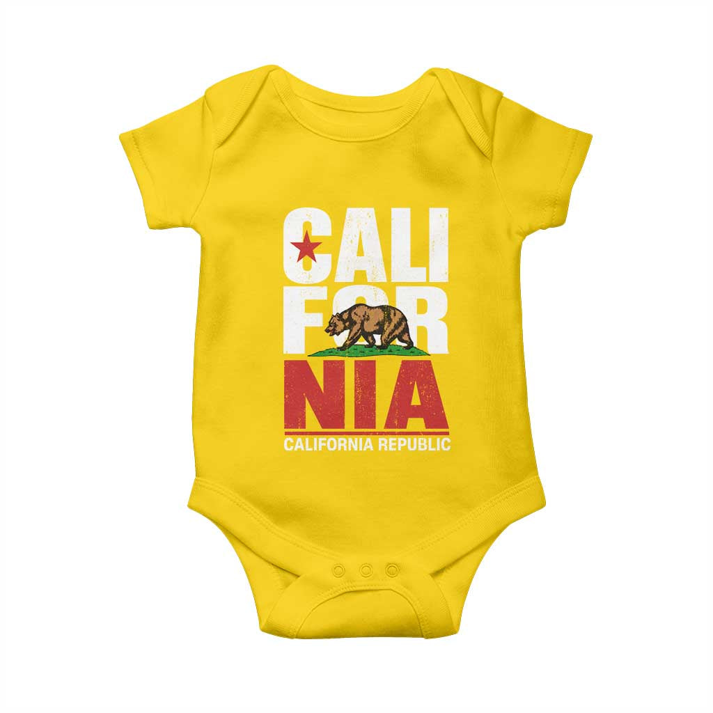California Republic Flag Bear Baby Onesie Distressed Calif State Pride Graphic