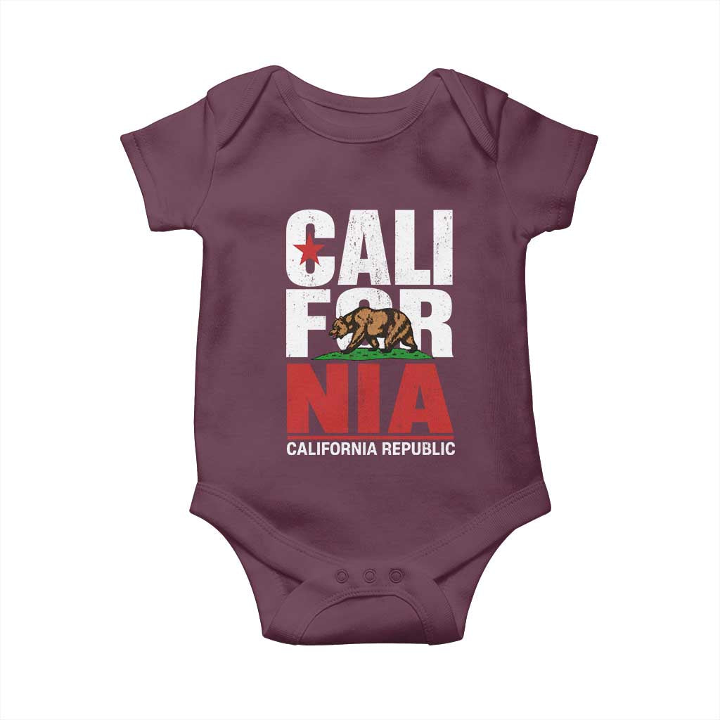 California Republic Flag Bear Baby Onesie Distressed Calif State Pride Graphic