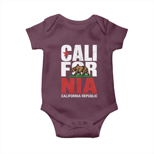 California Republic Flag Bear Baby Onesie Distressed Calif State Pride Graphic