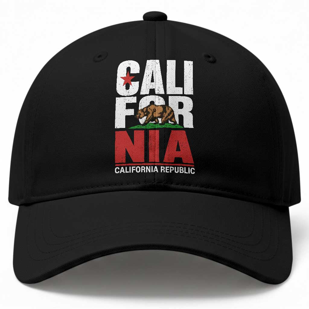 California Republic Flag Bear Baseball Cap Distressed Calif State Pride Graphic