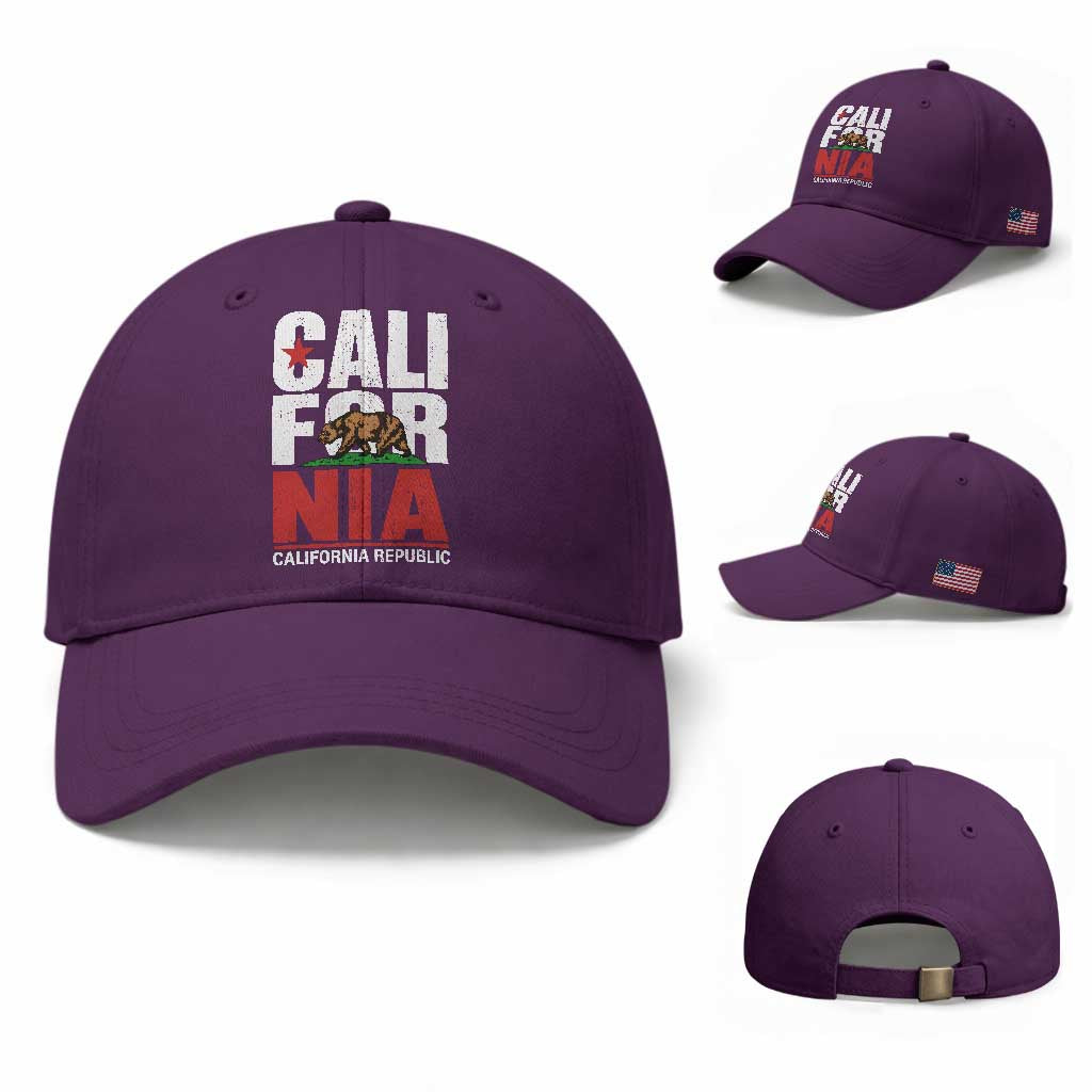 California Republic Flag Bear Baseball Cap Distressed Calif State Pride Graphic