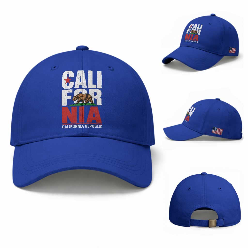 California Republic Flag Bear Baseball Cap Distressed Calif State Pride Graphic