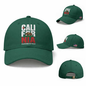 California Republic Flag Bear Baseball Cap Distressed Calif State Pride Graphic