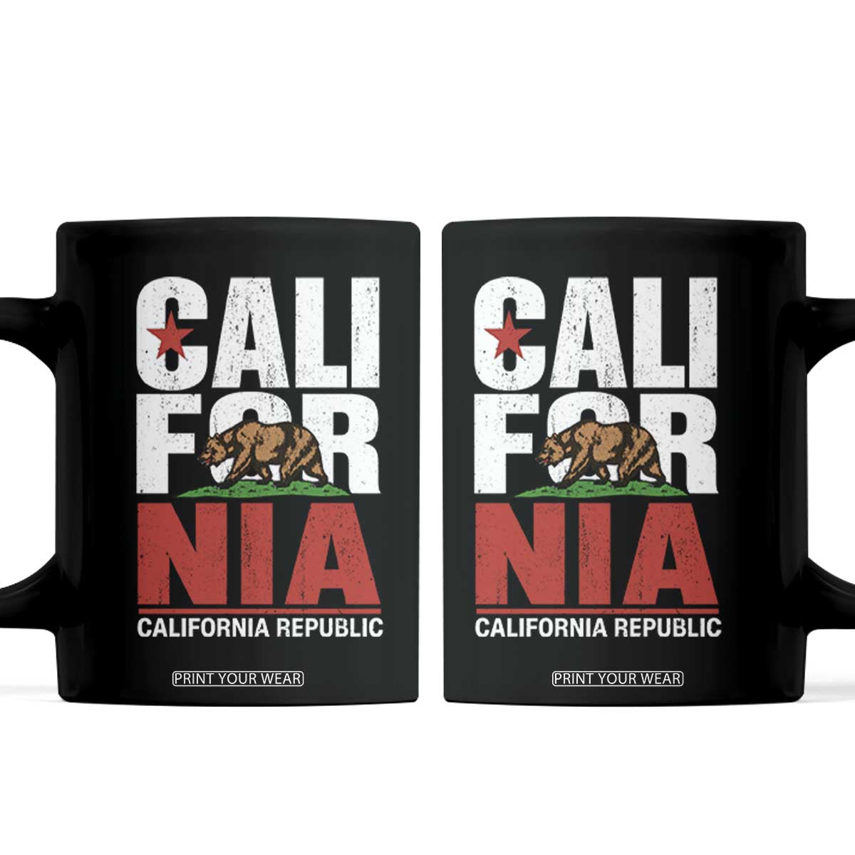 California Republic Flag Bear Coffee Mug Distressed Calif State Pride Graphic