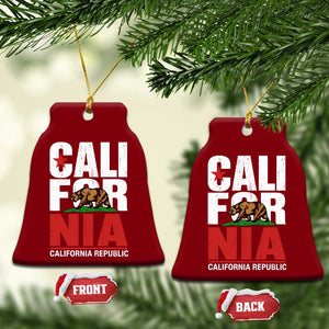 California Republic Flag Bear Ceramic Ornament Distressed Calif State Pride Graphic