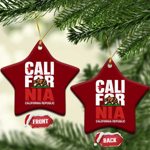 California Republic Flag Bear Ceramic Ornament Distressed Calif State Pride Graphic