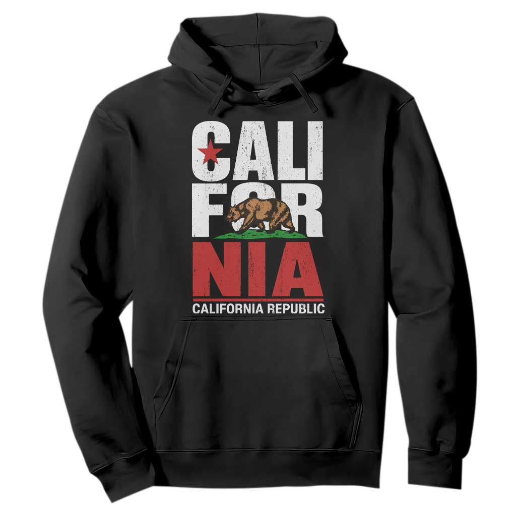 California Republic Flag Bear Hoodie Distressed Calif State Pride Graphic
