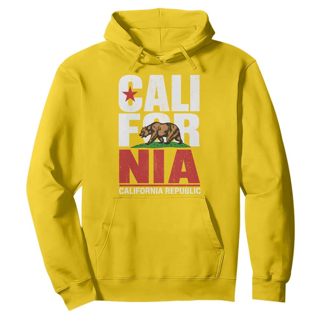 California Republic Flag Bear Hoodie Distressed Calif State Pride Graphic
