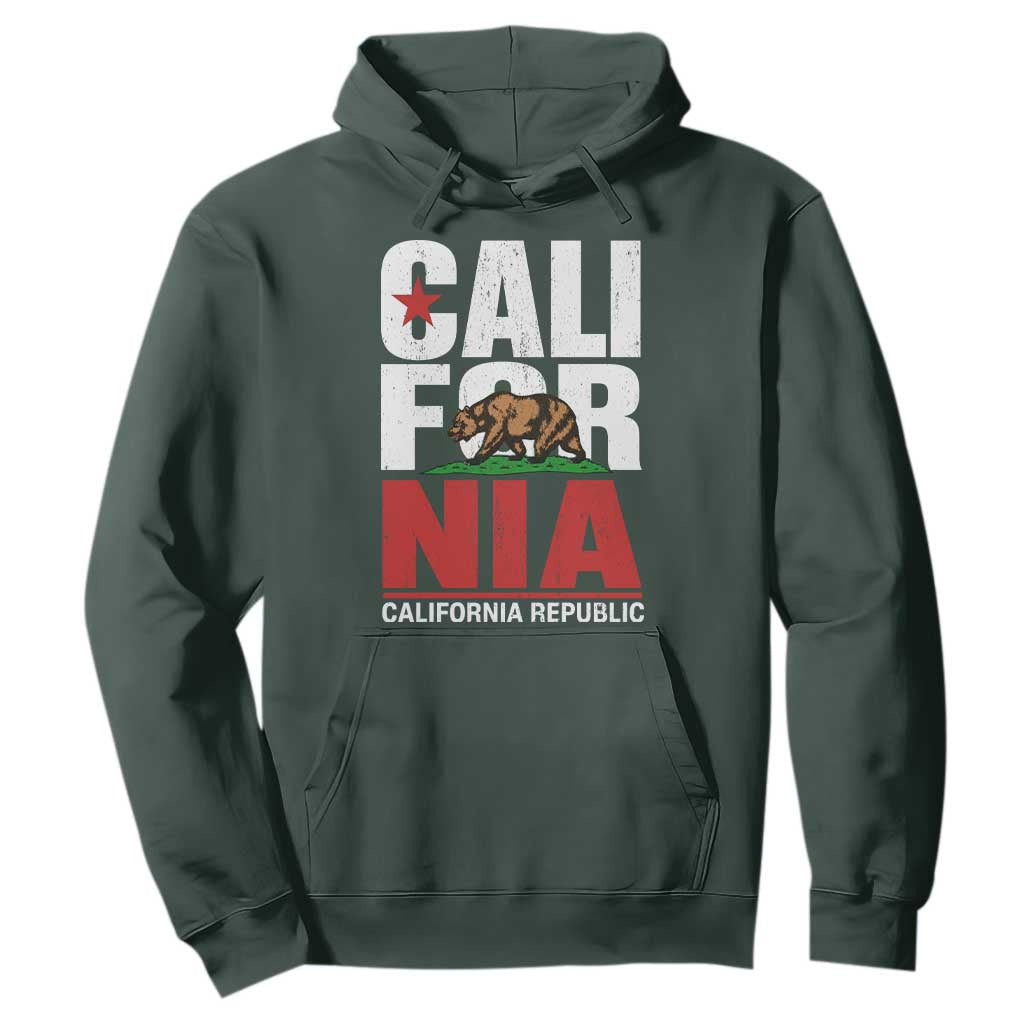 California Republic Flag Bear Hoodie Distressed Calif State Pride Graphic