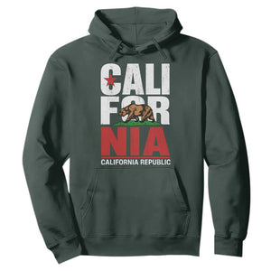 California Republic Flag Bear Hoodie Distressed Calif State Pride Graphic