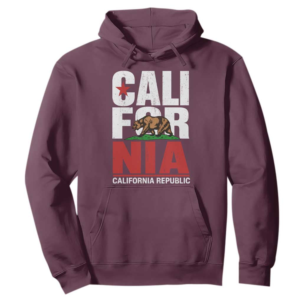 California Republic Flag Bear Hoodie Distressed Calif State Pride Graphic