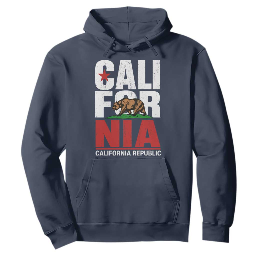 California Republic Flag Bear Hoodie Distressed Calif State Pride Graphic
