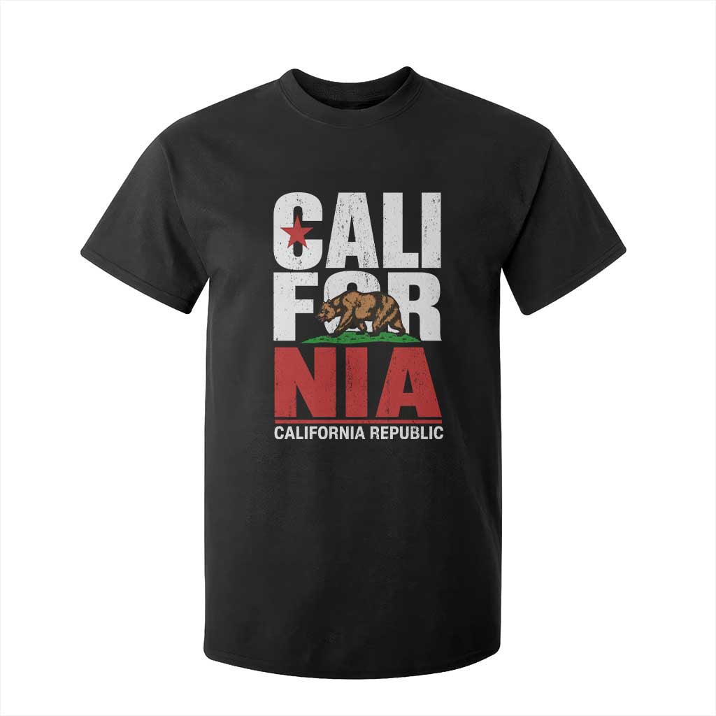 California Republic Flag Bear T Shirt For Kid Distressed Calif State Pride Graphic