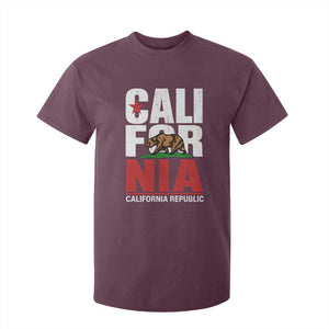 California Republic Flag Bear T Shirt For Kid Distressed Calif State Pride Graphic