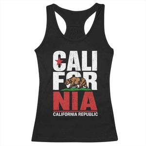 California Republic Flag Bear Racerback Tank Top Distressed Calif State Pride Graphic
