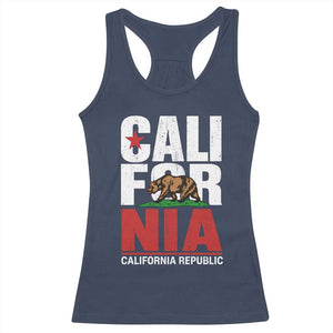 California Republic Flag Bear Racerback Tank Top Distressed Calif State Pride Graphic