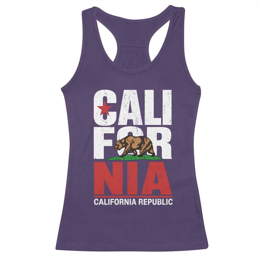 California Republic Flag Bear Racerback Tank Top Distressed Calif State Pride Graphic