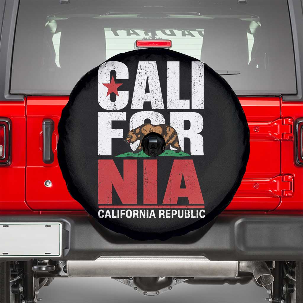 California Republic Flag Bear Spare Tire Cover Distressed Calif State Pride Graphic