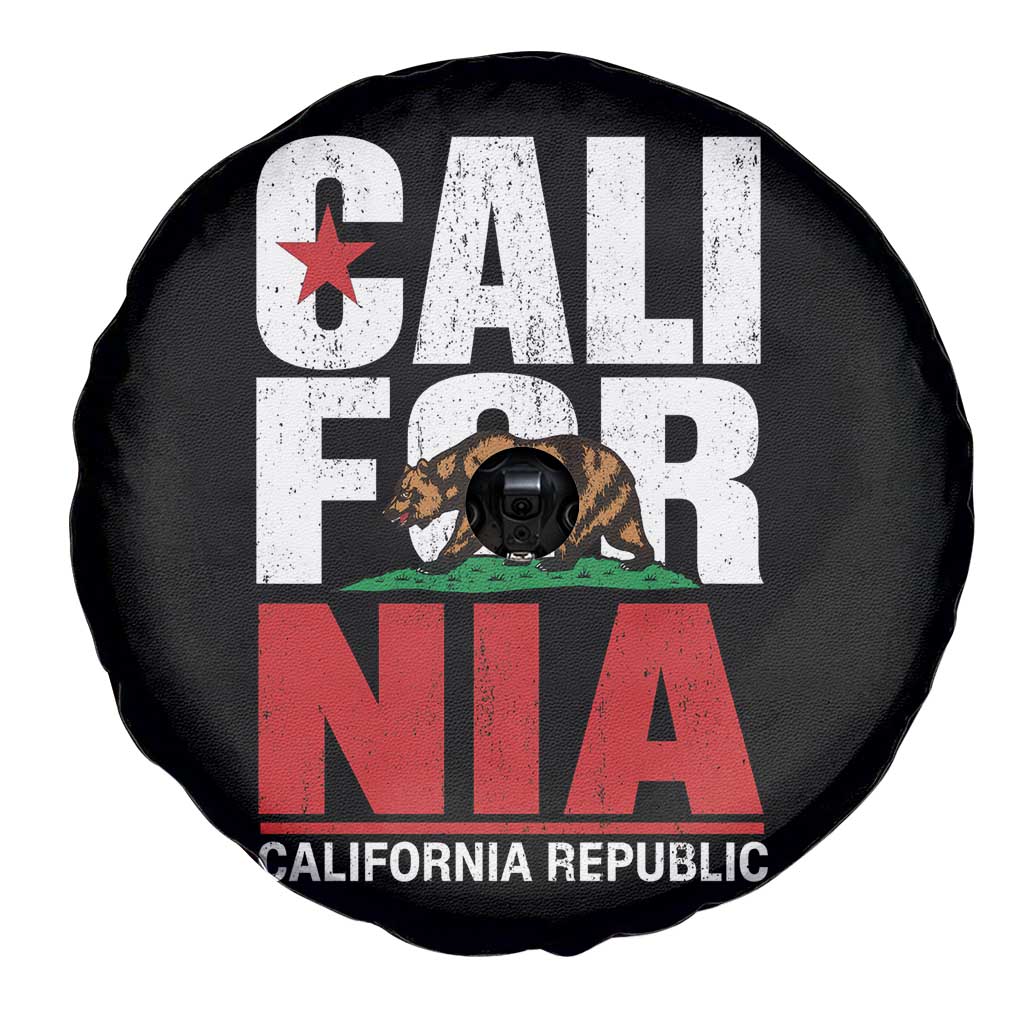 California Republic Flag Bear Spare Tire Cover Distressed Calif State Pride Graphic