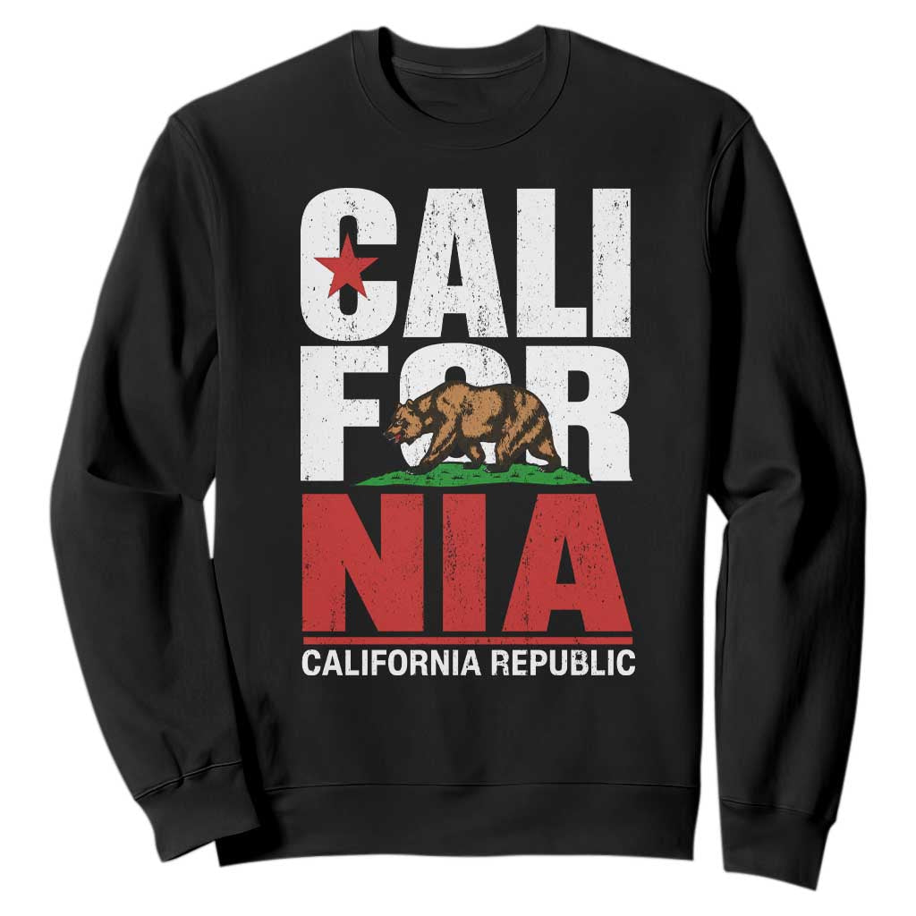 California Republic Flag Bear Sweatshirt Distressed Calif State Pride Graphic