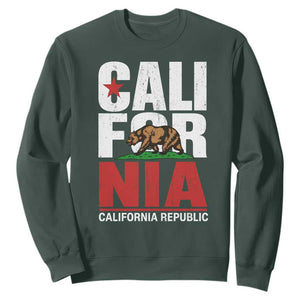 California Republic Flag Bear Sweatshirt Distressed Calif State Pride Graphic