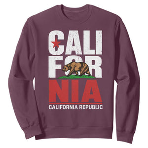 California Republic Flag Bear Sweatshirt Distressed Calif State Pride Graphic