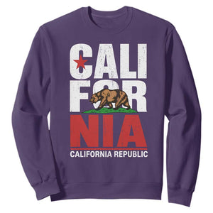 California Republic Flag Bear Sweatshirt Distressed Calif State Pride Graphic