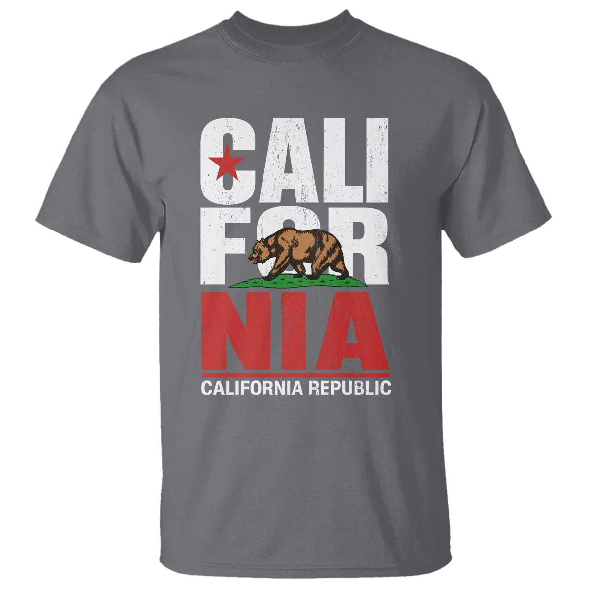 California Republic Flag Bear T Shirt Distressed Calif State Pride Graphic