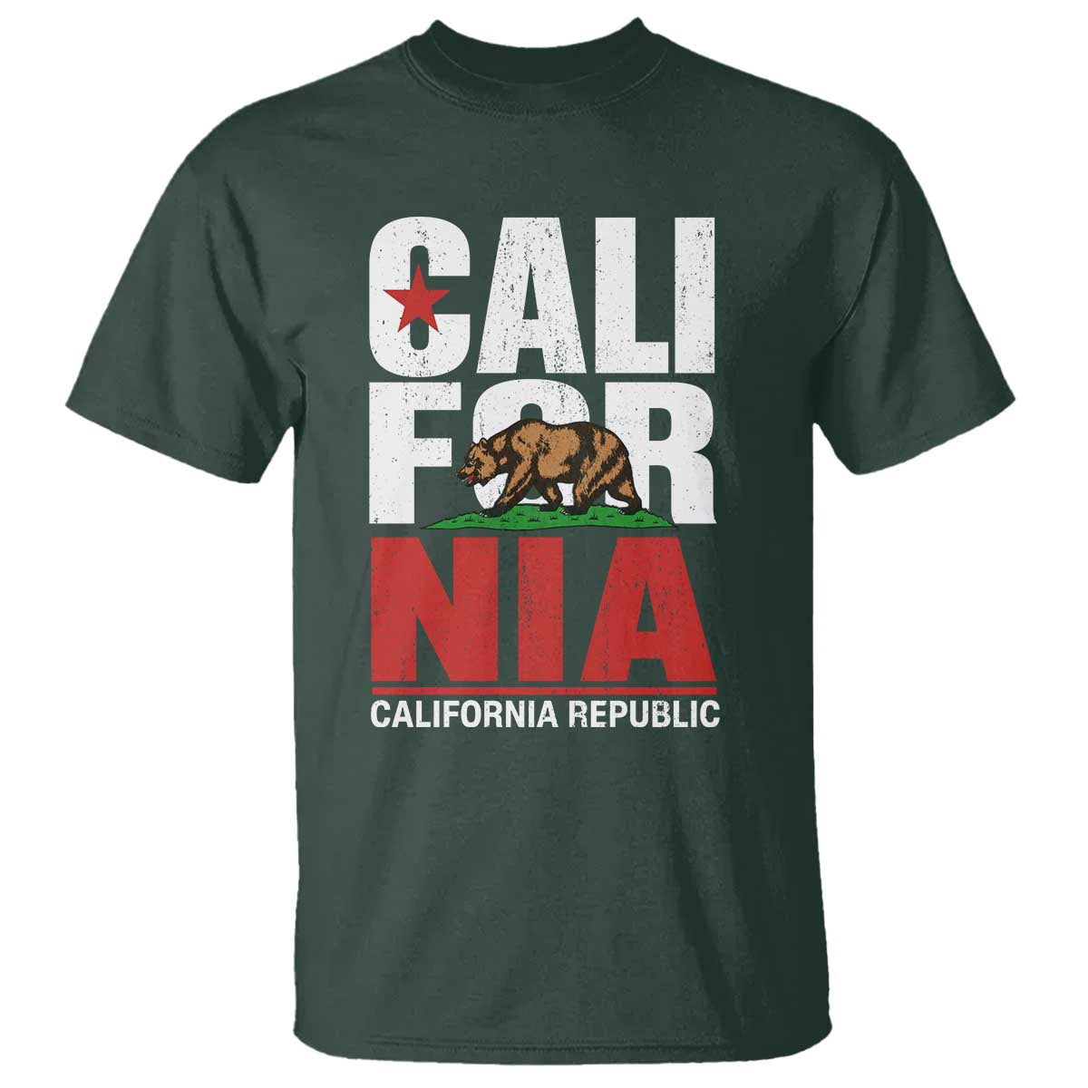 California Republic Flag Bear T Shirt Distressed Calif State Pride Graphic